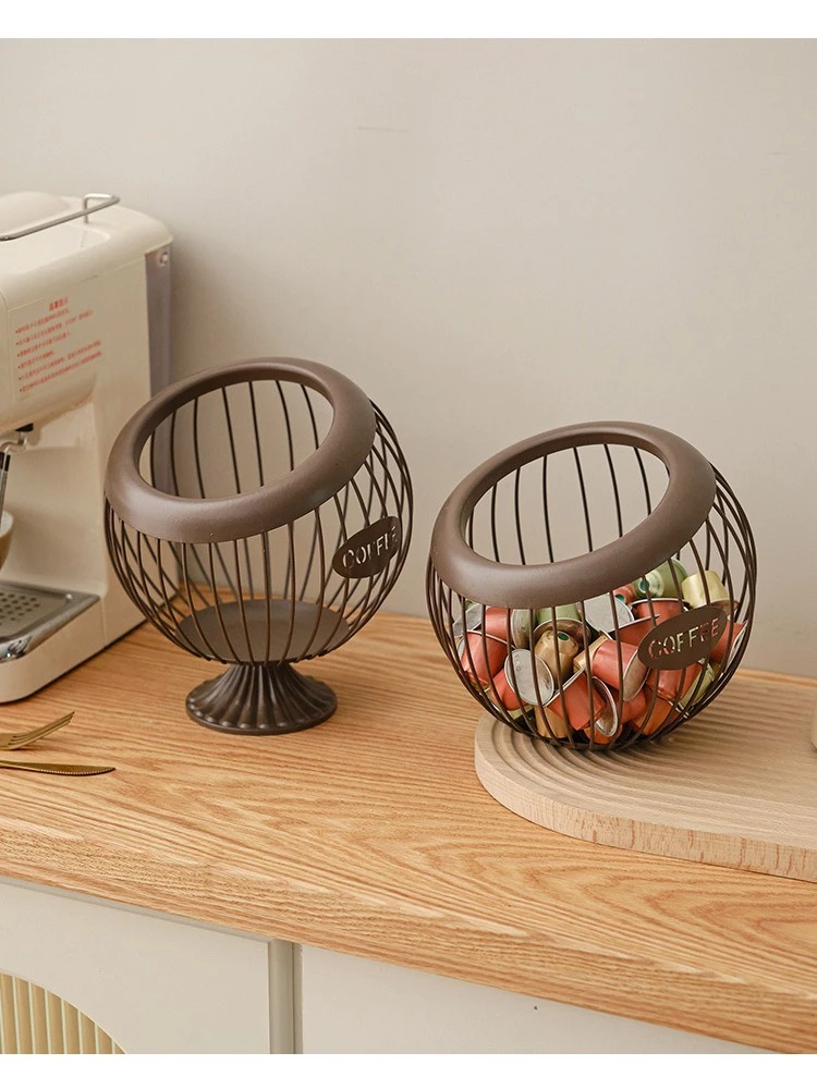 北歐高顏值咖啡膠囊收納盒水果籃零食糖果收納籃桌麵茶几裝飾擺設 台灣現貨
