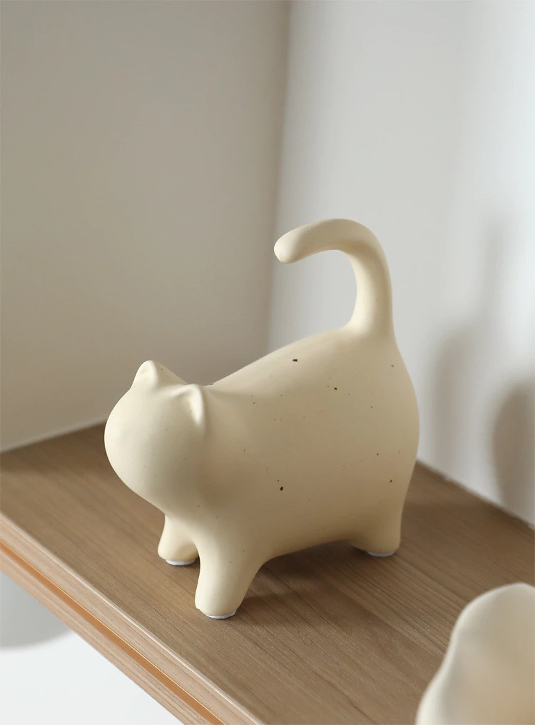 創意陶瓷貓咪擺件 客廳電視櫃家居現代簡約酒櫃辦公室桌面軟裝飾品 台灣出貨
