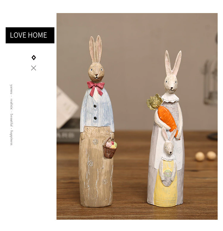 森林系童話兔子一家存錢筒儲蓄罐擺飾布置樹脂擺件復活節禮物投幣節日禮品 台灣出貨