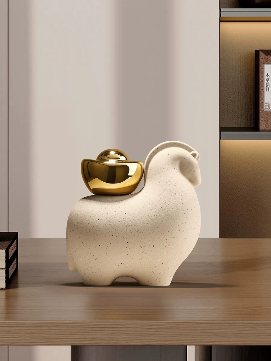 貝漢美新中式馬上有錢擺件客廳電視櫃辦公室酒櫃裝飾喬遷開業禮物