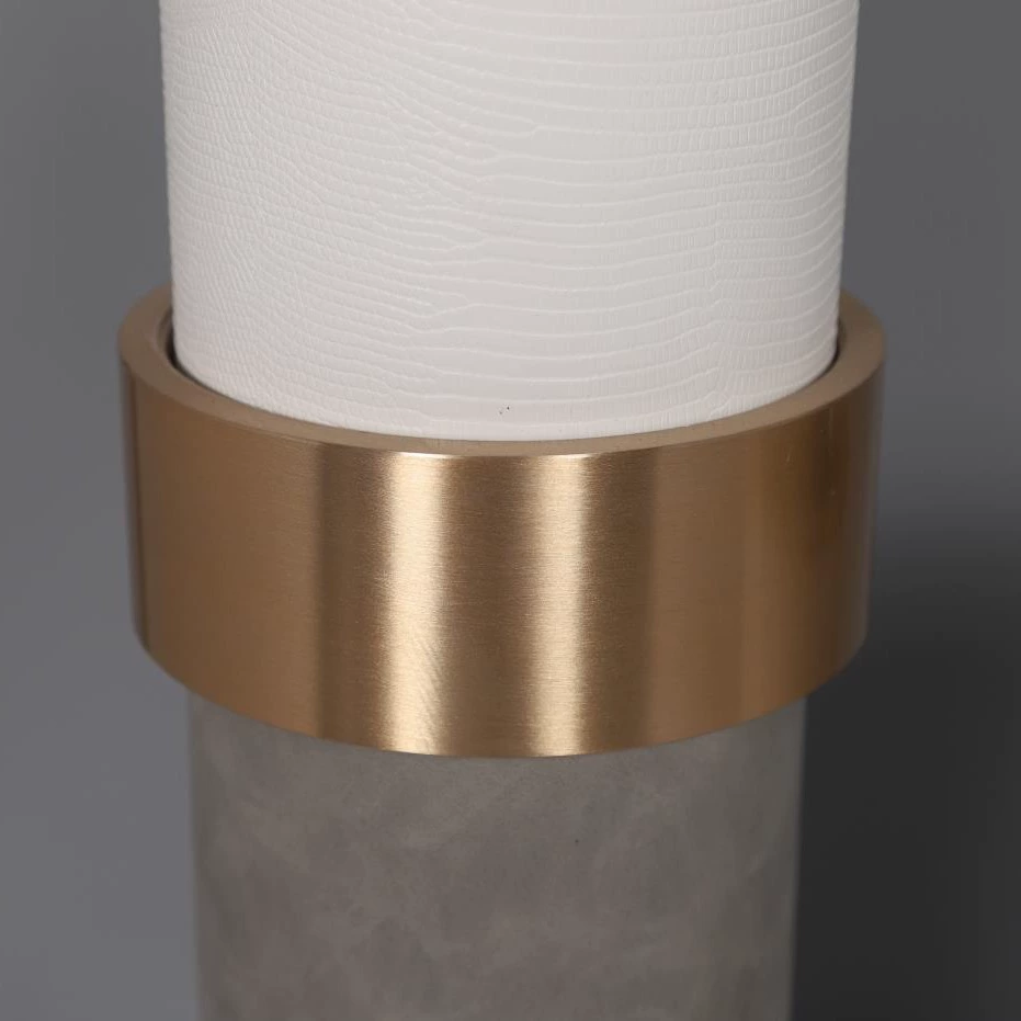 家居輕奢樣板房間客廳皮革花器花瓶子金環皮質幾何花器擺件