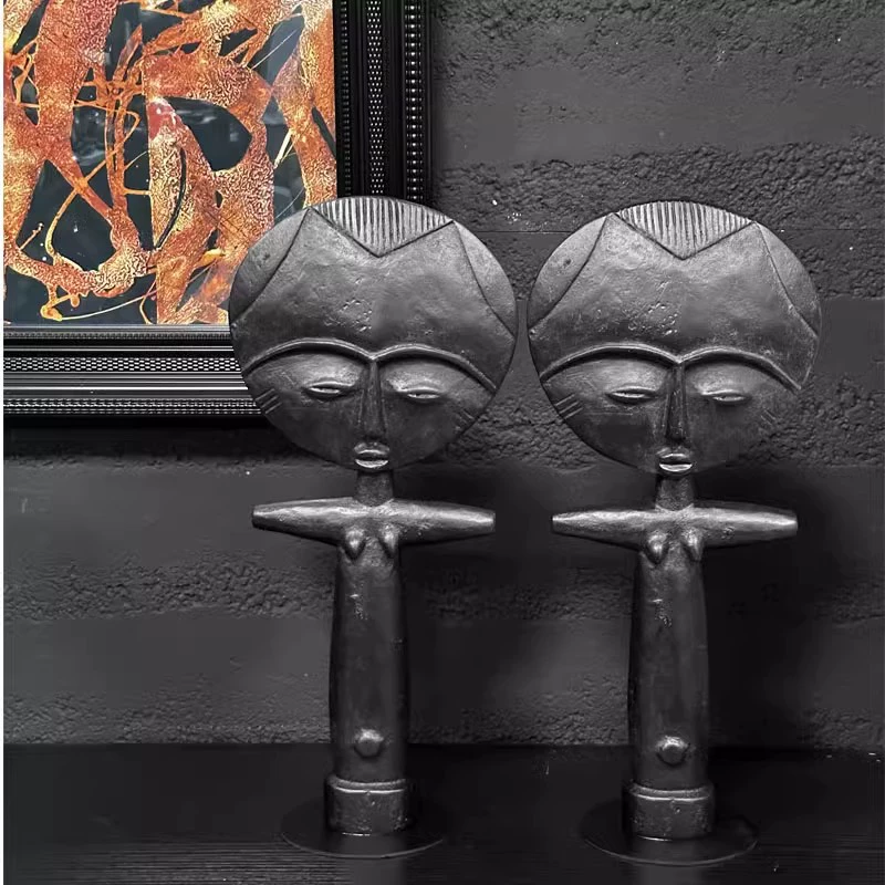 中古風侘寂家居樣板間那香提人偶樣板房書房端景櫃桌面裝飾擺件