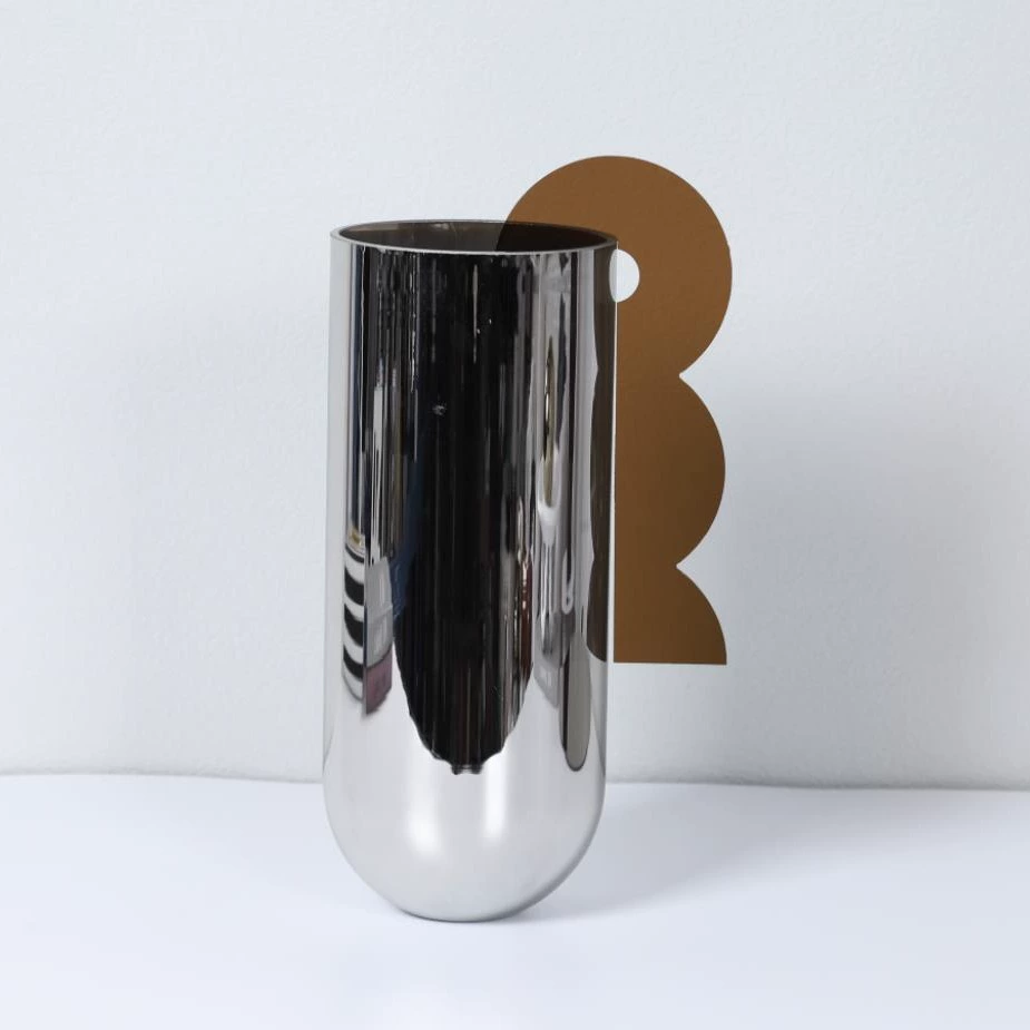 幾何花瓶現代極簡亞克力插片鏡面ins北歐雕塑樣板房茶几花瓶擺件