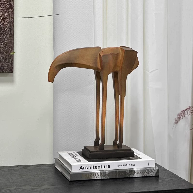 現代意式極簡侘寂抽象木馬擺件茶室書房桌面玄關家居裝飾品擺件