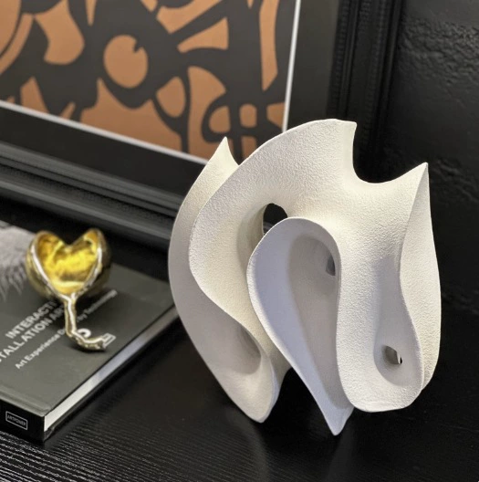 現代藝術白色律動幾何波浪漫擺件軟裝飾品樣板間客廳茶几書房擺設