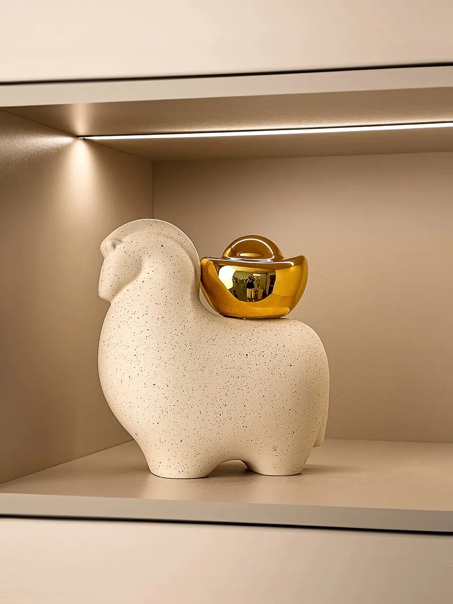 貝漢美新中式馬上有錢擺件客廳電視櫃辦公室酒櫃裝飾喬遷開業禮物