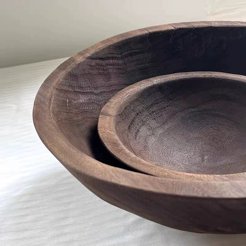 侘寂風創意果盤高檔木質託盤民宿家用客廳高級感手工仿古裝飾擺件