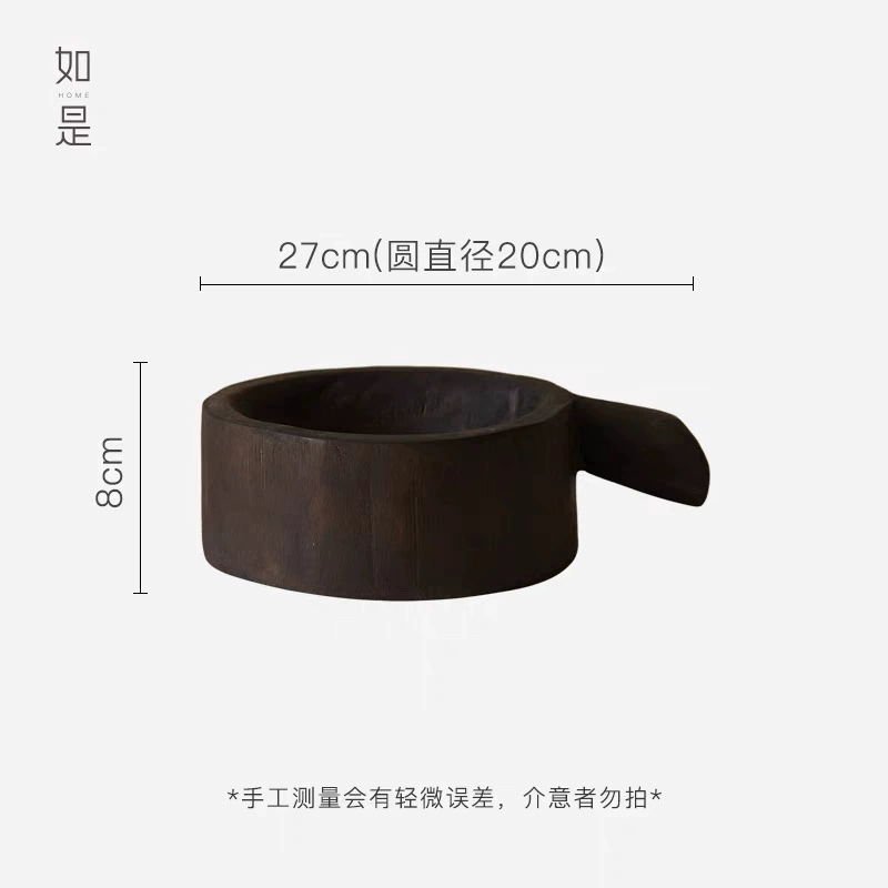 侘寂風做舊木質果盤手工藝品乾果盤藝術自然系民宿復古擺件