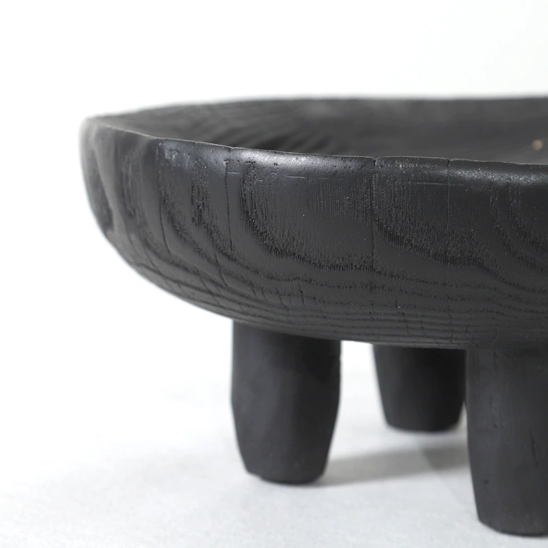 現代侘寂藝術樹脂仿炭化木紋果盤裝飾藝術桌面擺件樣板間售樓處民