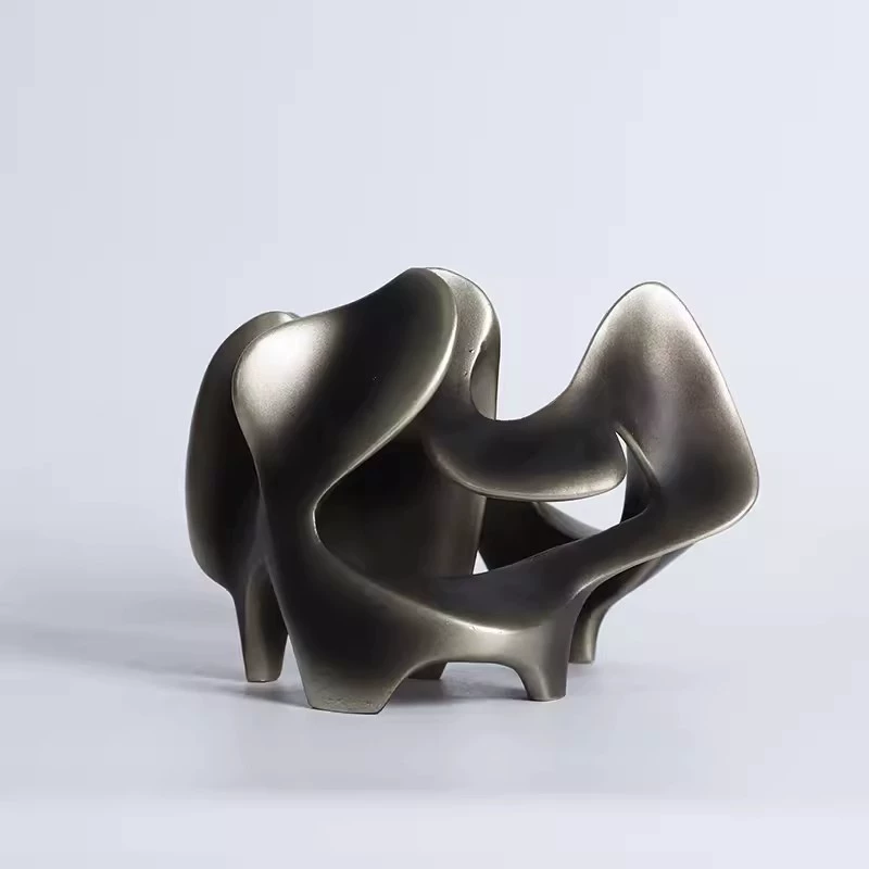 現代輕奢創意新中式金色鏤空擺件樣板間售樓處客廳電視櫃桌面玄關