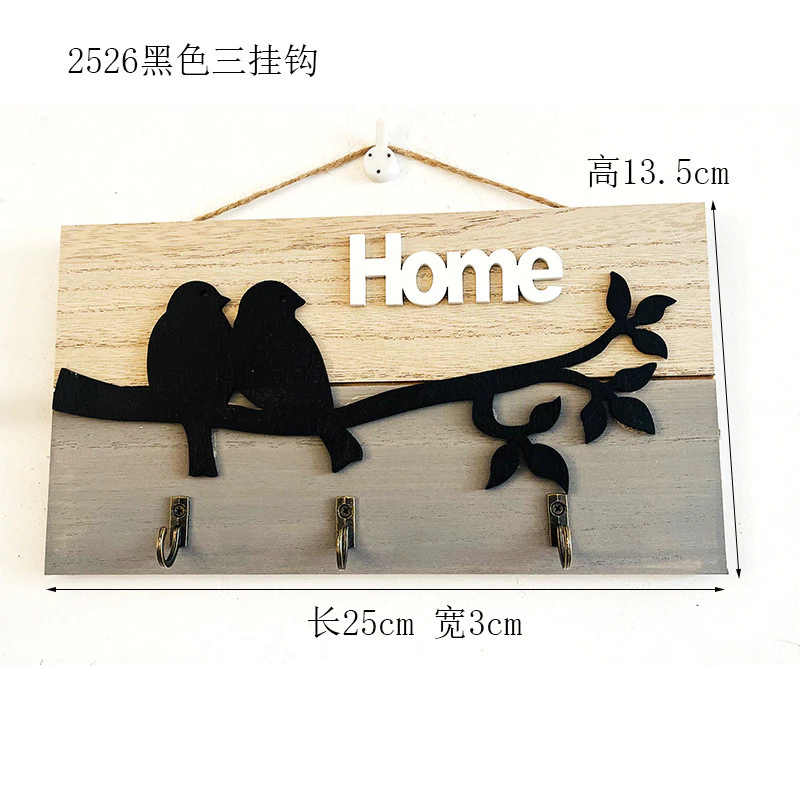 創意造型掛勾木質鑰匙盒 木工藝品壁掛家居裝飾牆上掛飾 鄉村風玄關門邊擺飾掛勾 台灣出貨