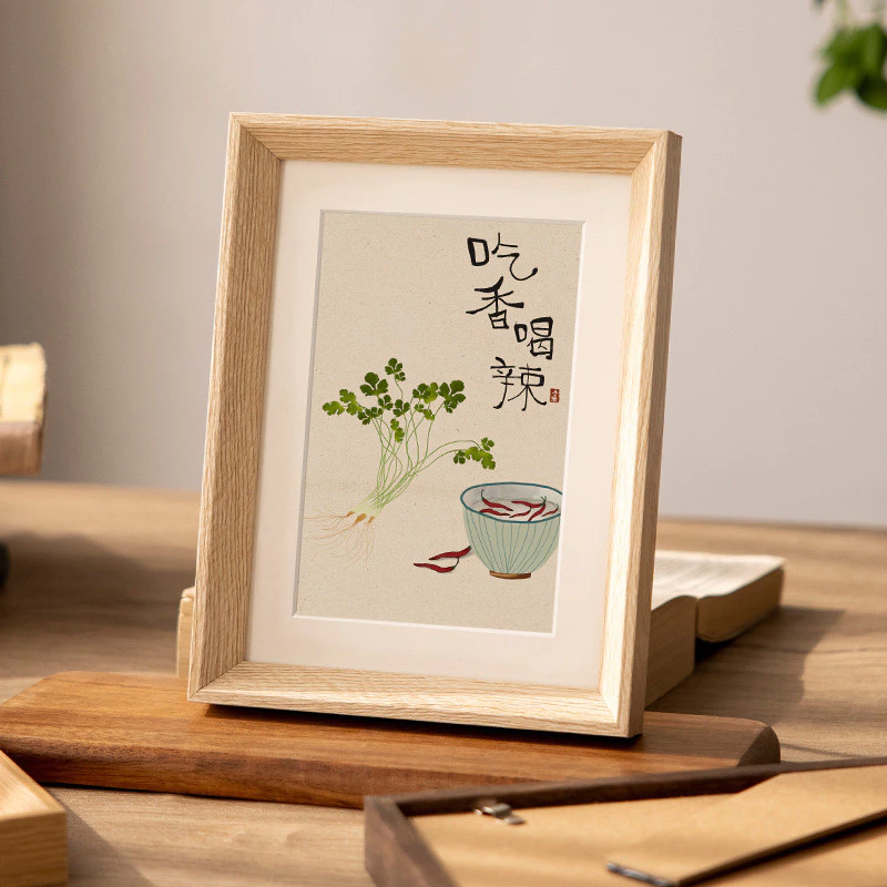 簡約設計感木紋相框擺台照片裱框A3 A4 6吋 7吋 8吋洗相片做成相框擺飾書法字畫框台灣出貨