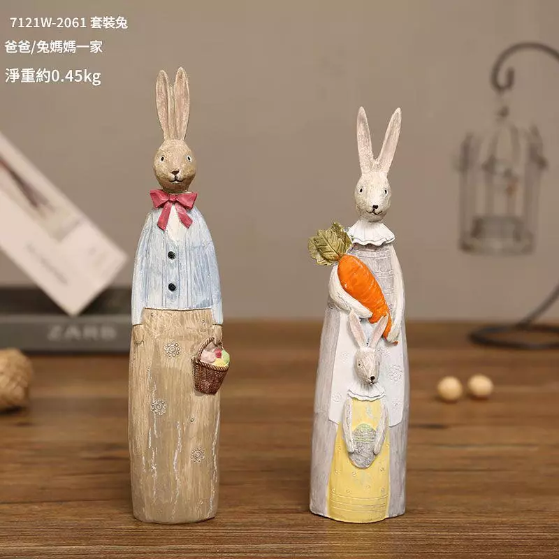 森林系童話兔子一家存錢筒儲蓄罐擺飾布置樹脂擺件復活節禮物投幣節日禮品 台灣出貨