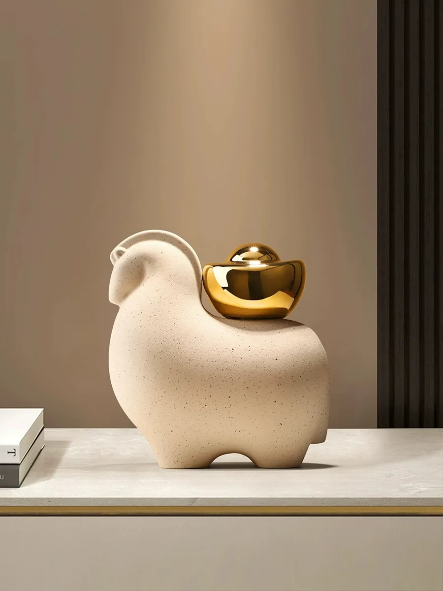 貝漢美新中式馬上有錢擺件客廳電視櫃辦公室酒櫃裝飾喬遷開業禮物