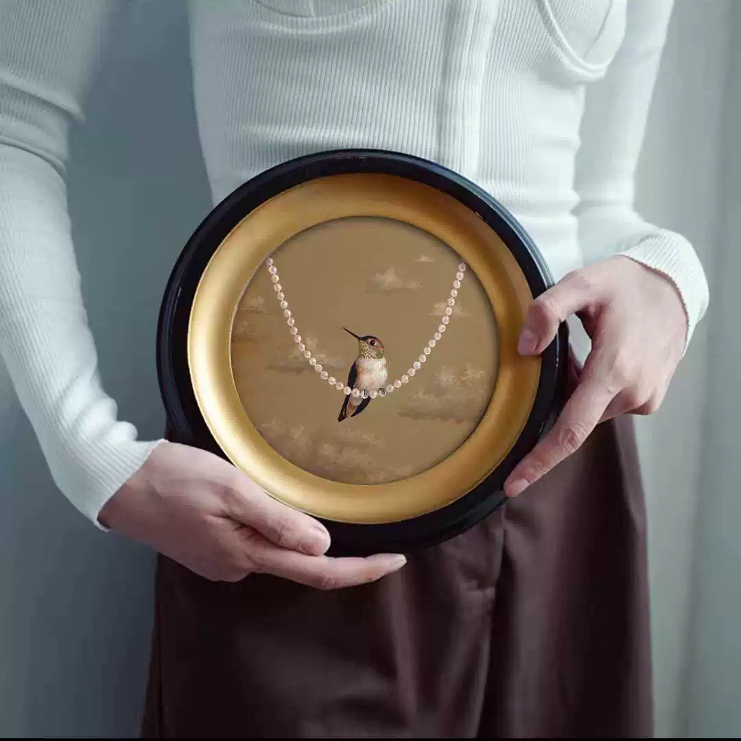 巴洛克風格圓框法式中古風桌面擺件牆面壁畫美式餐廳玄關裝飾畫