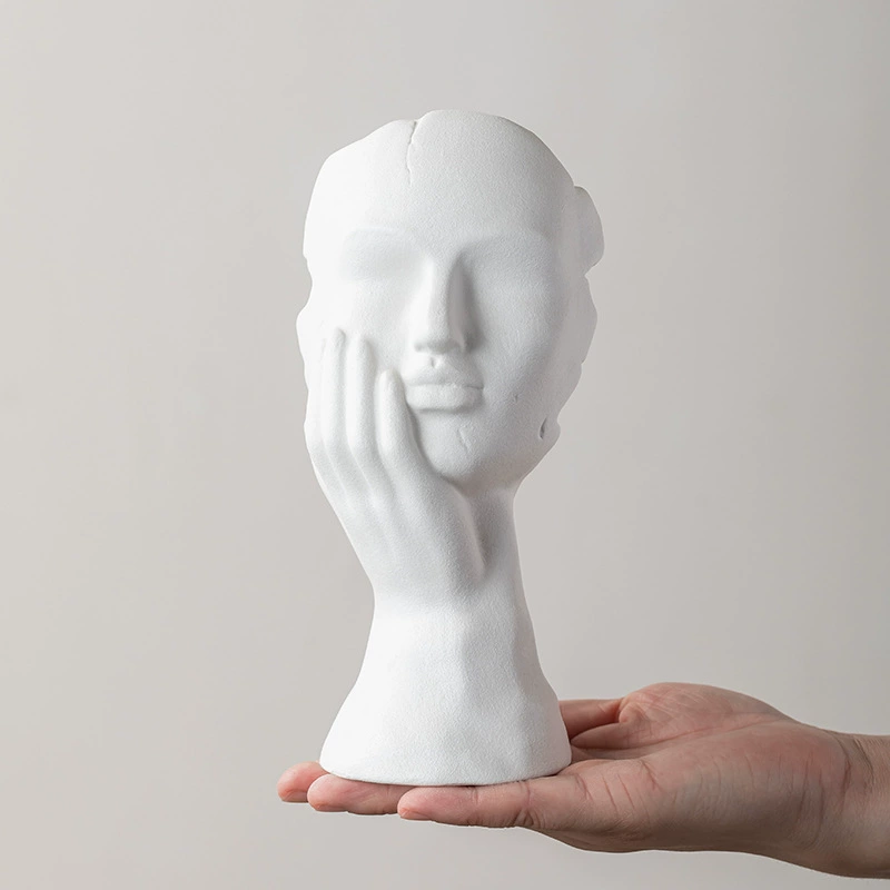 跨境歐式簡約陶瓷人像花瓶磨砂水培幹花器家居擺件裝飾創意花瓶