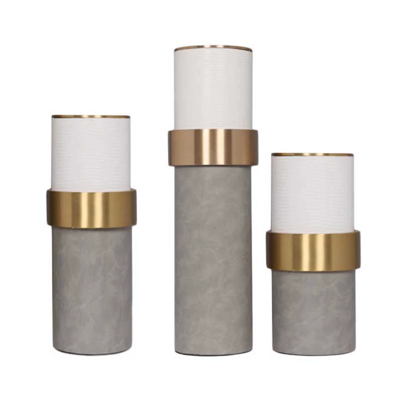 家居輕奢樣板房間客廳皮革花器花瓶子金環皮質幾何花器擺件