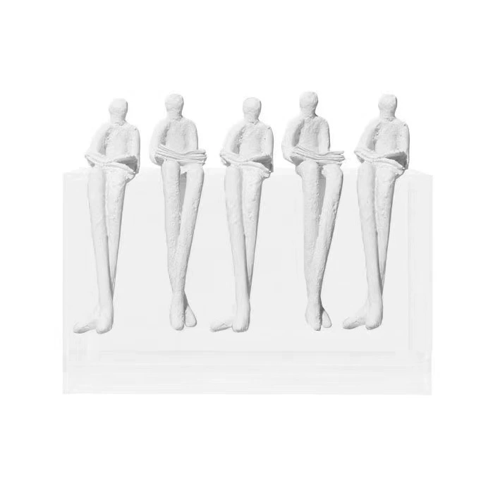 閱讀讀書輕奢幾何現代樣板房書房書櫃看書小人擺件飄客廳軟裝飾品