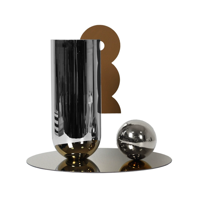 幾何花瓶現代極簡亞克力插片鏡面ins北歐雕塑樣板房茶几花瓶擺件