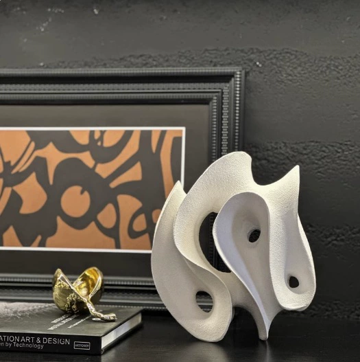 現代藝術白色律動幾何波浪漫擺件軟裝飾品樣板間客廳茶几書房擺設