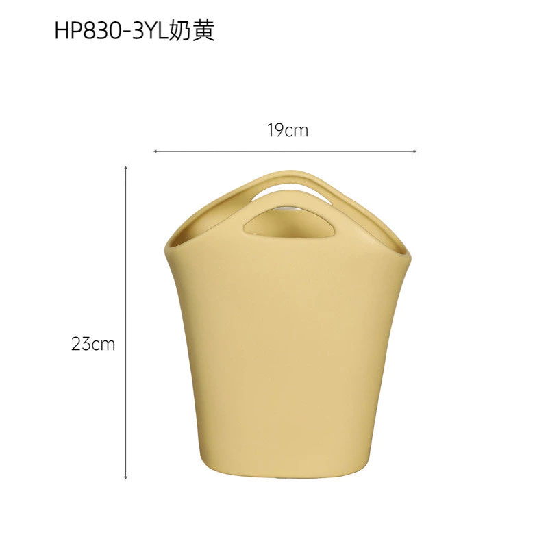 Ins 奶油風 創意陶瓷 花瓶擺件 花藝裝飾 韓系裝飾 拍照道具 提籃 台灣出貨