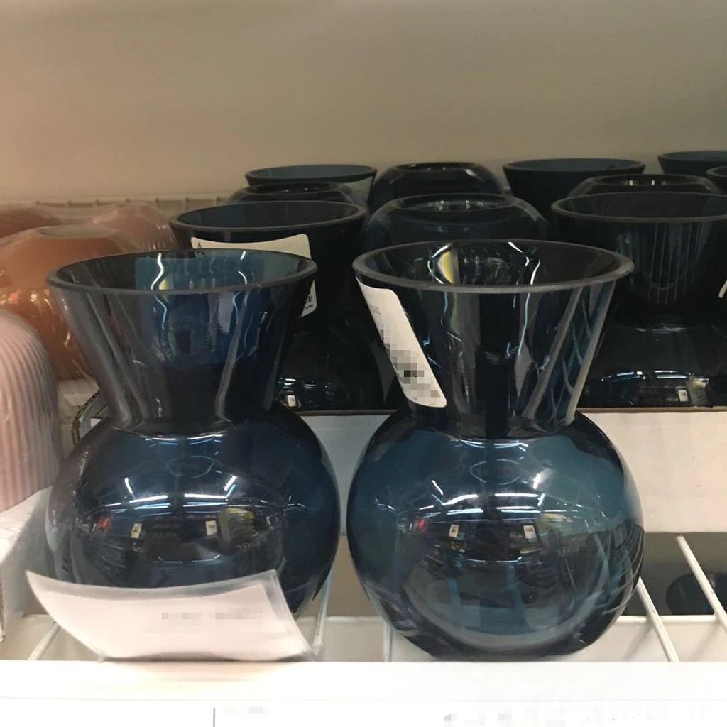 文創兩用玻璃花器擺飾 燭台花瓶 深海藍玻璃燭台單只花瓶布置擺飾品 台灣出貨