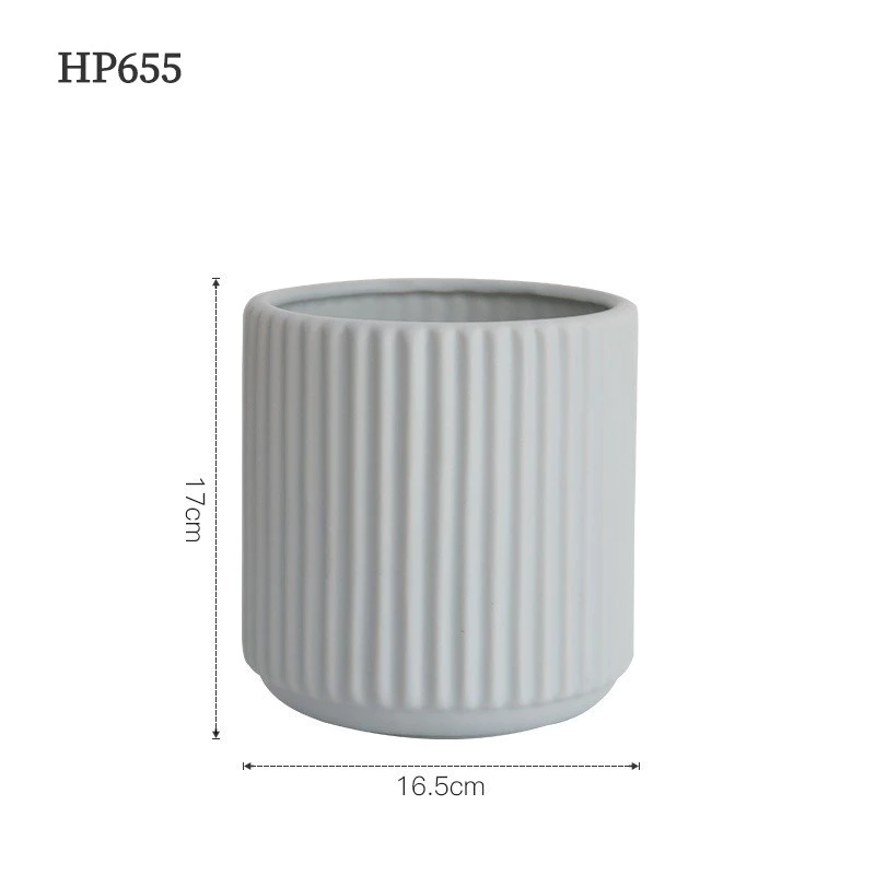 北歐陶瓷 豎紋 乾花 插花瓶 擺飾簡約 花器 軟裝 飾品 台灣出貨