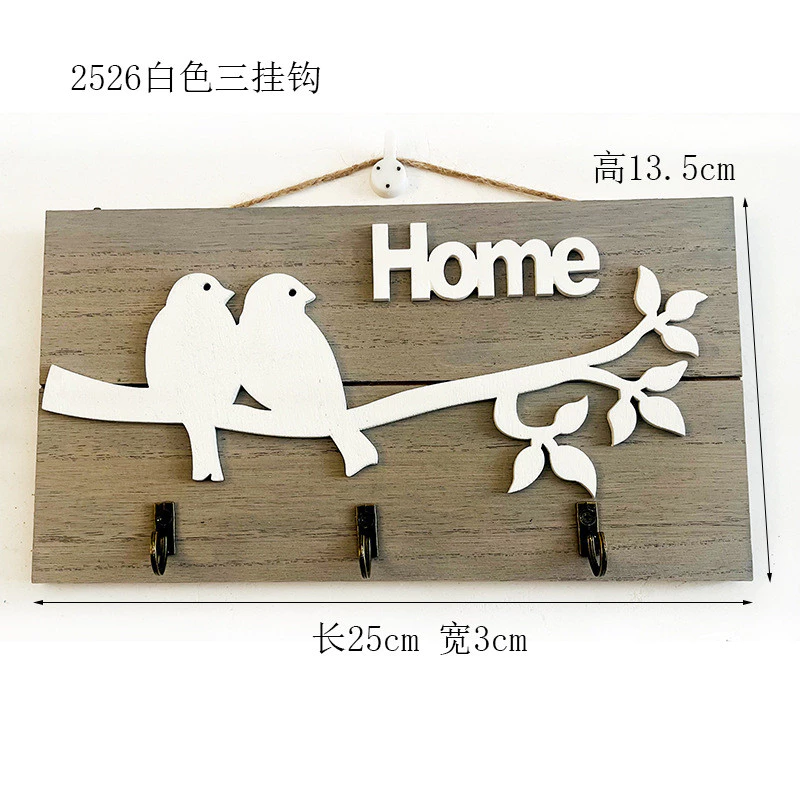 創意造型掛勾木質鑰匙盒 木工藝品壁掛家居裝飾牆上掛飾 鄉村風玄關門邊擺飾掛勾 台灣出貨