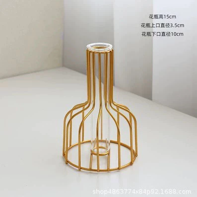Ins風格簍空鐵藝試管花器 北歐創意簡約客廳插花擺件 桌面水培器皿 裝飾花器 台灣現貨出貨