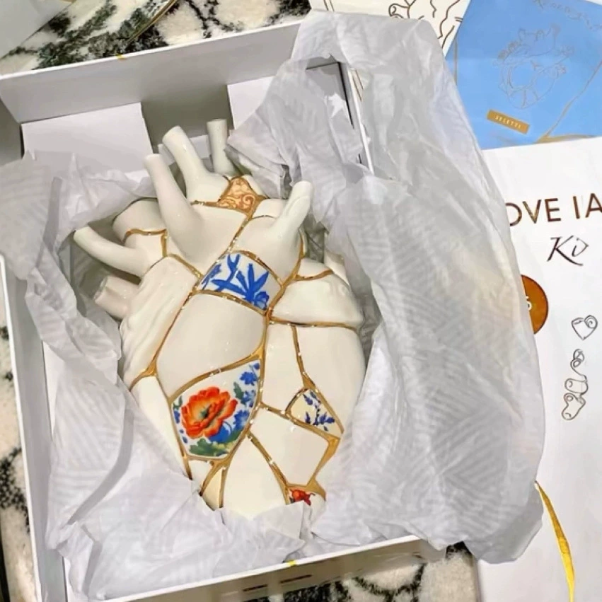 義大利心動花瓶陶瓷心臟花瓶桌面裝飾擺件情人節禮物禮盒裝