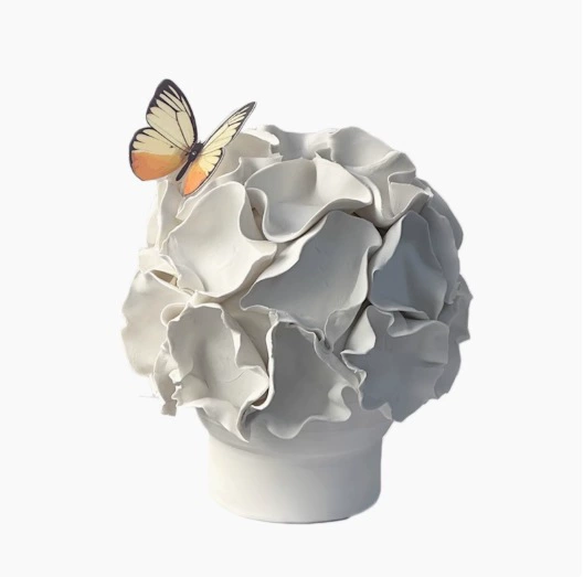 輕奢現代意式售樓處菜花陶瓷花器樣板房間書房玄關過道軟裝花瓶