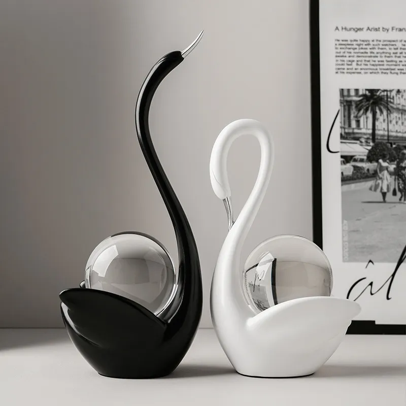 貝漢美創意北歐情侶天鵝擺件家居客廳裝飾品送閨蜜新人結婚伴手禮