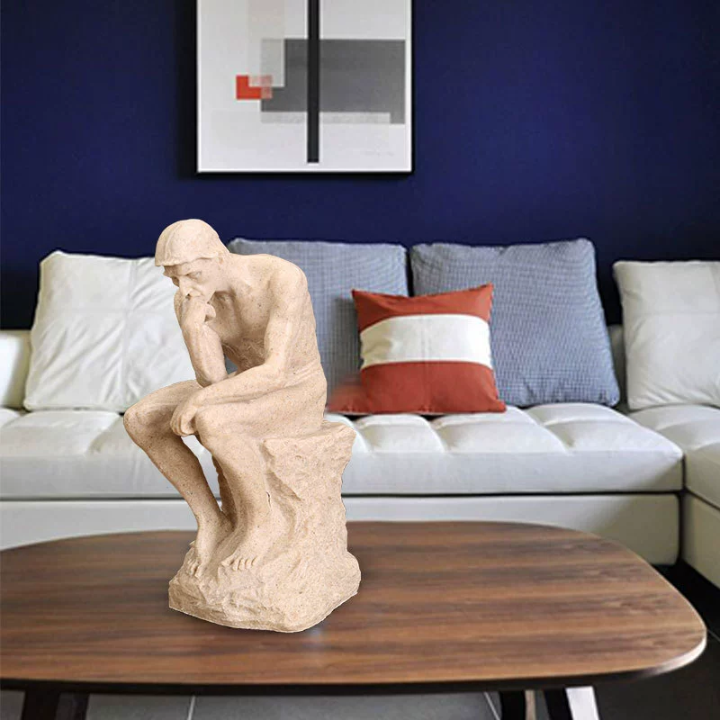 歐式思考者擺件復古人物雕塑模型裝飾品擺設書櫃電視櫃輕奢工藝品