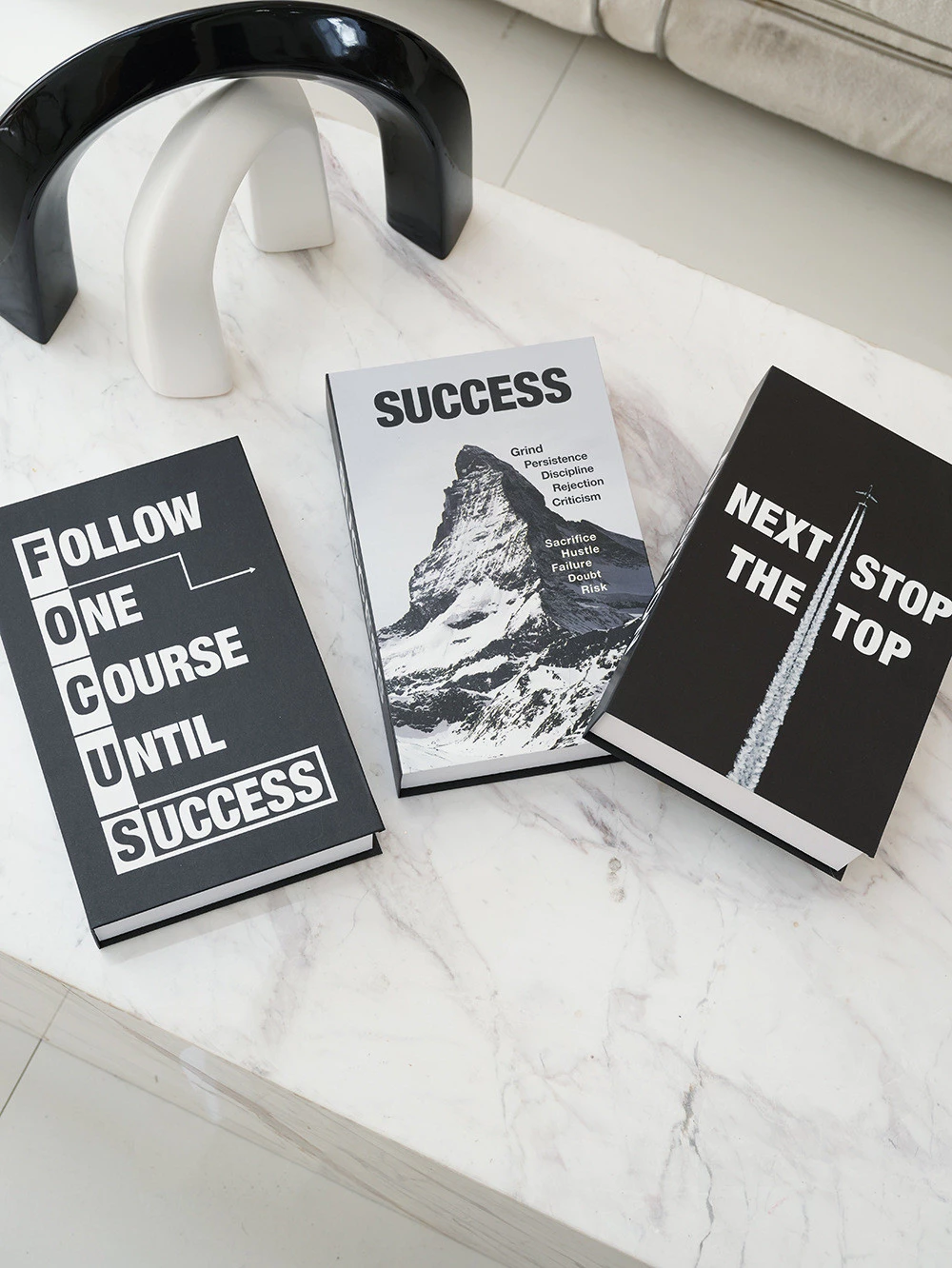 黑白簡約勵志格言裝飾書擺飾模擬書布置擺飾仿真書模型 台灣出貨