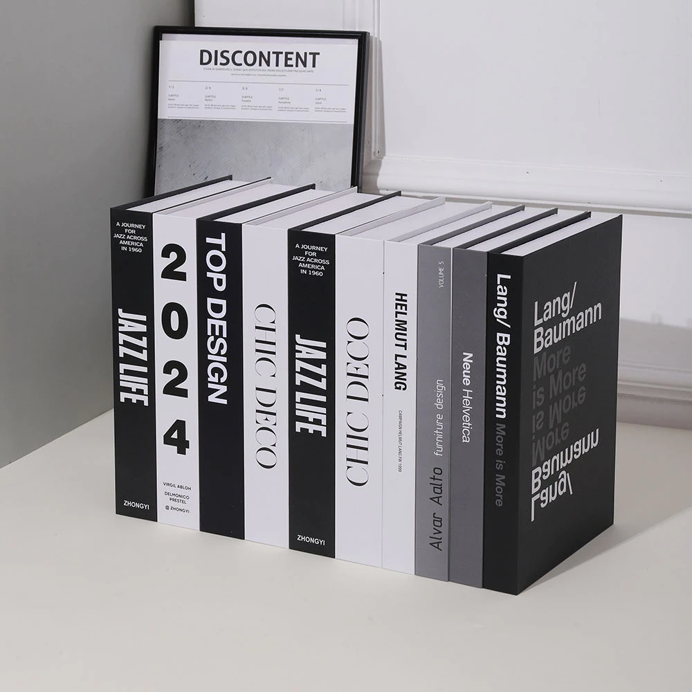 現代簡約折疊仿真裝飾書黑白時尚英文假書擺飾軟裝飾品 台灣出貨