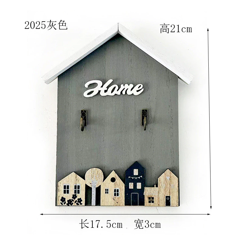 創意造型掛勾木質鑰匙盒 木工藝品壁掛家居裝飾牆上掛飾 鄉村風玄關門邊擺飾掛勾 台灣出貨