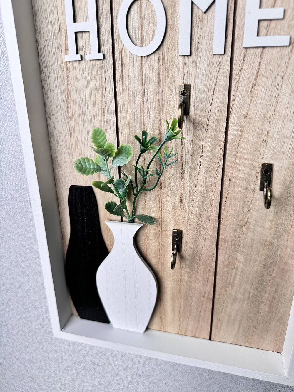ins北歐方型木質壁掛牌鑰匙掛勾 HOME花瓶綠植裝飾造型 鄉村風玄關客廳牆上鑰匙 台灣出貨