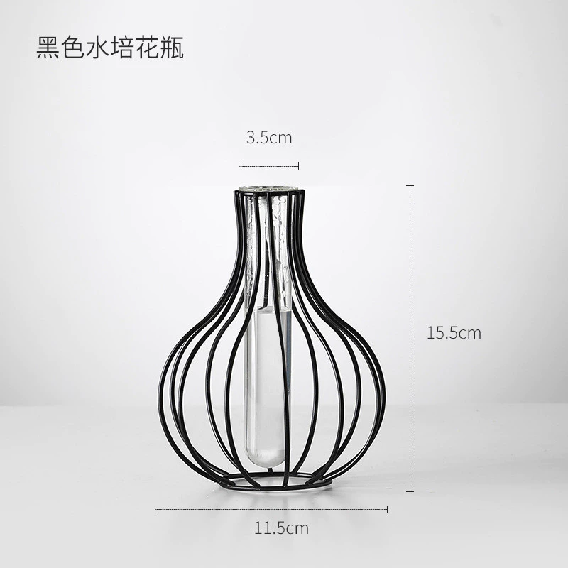 Ins風格簍空鐵藝試管花器 北歐創意簡約客廳插花擺件 桌面水培器皿 裝飾花器 台灣現貨出貨