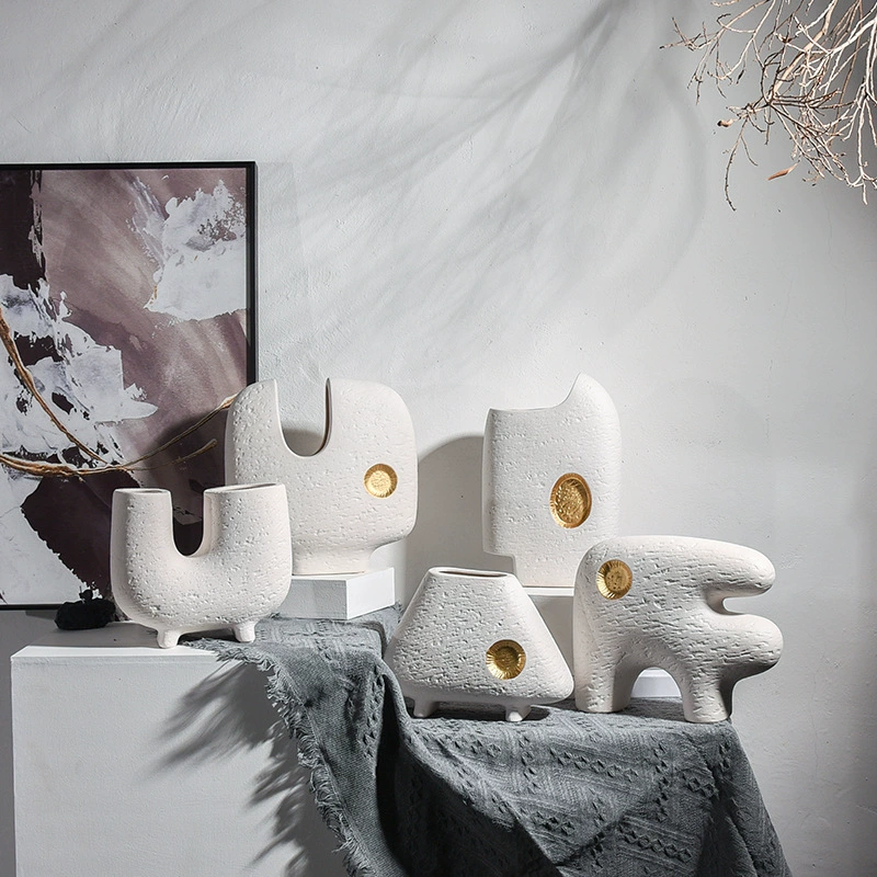 陶瓷花瓶北歐現代簡約家居飾品擺件樣板房客廳幹花鮮花插花花器