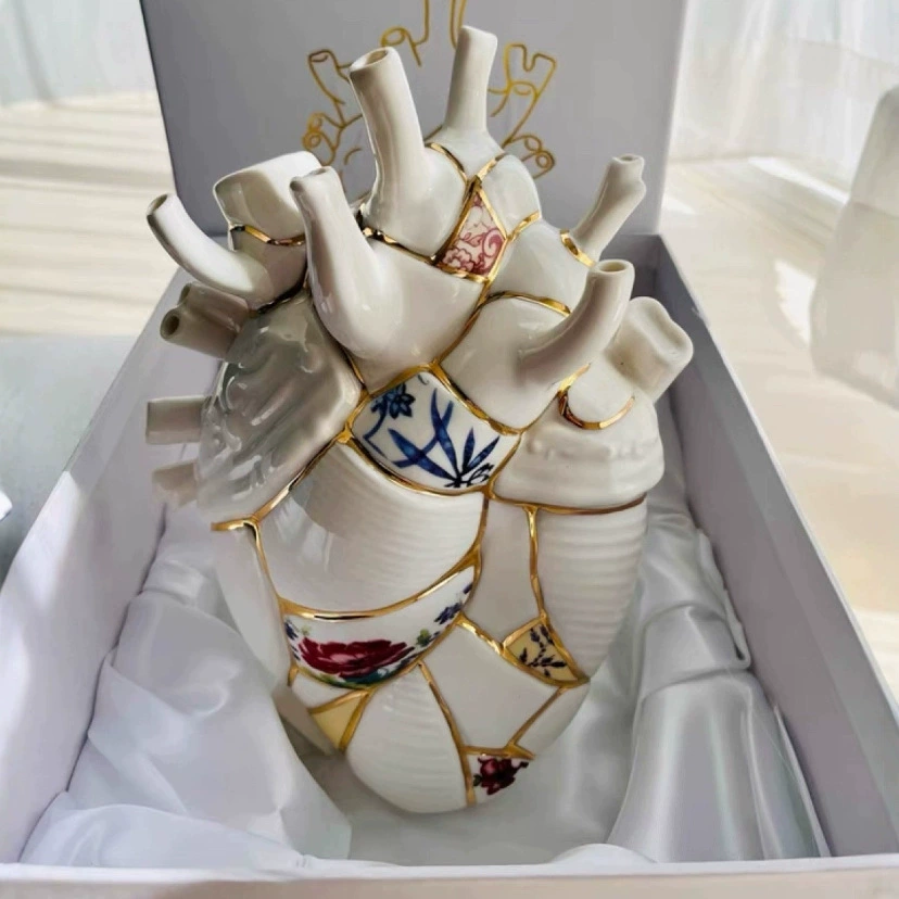 義大利心動花瓶陶瓷心臟花瓶桌面裝飾擺件情人節禮物禮盒裝