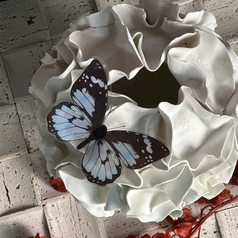 輕奢現代意式售樓處菜花陶瓷花器樣板房間書房玄關過道軟裝花瓶