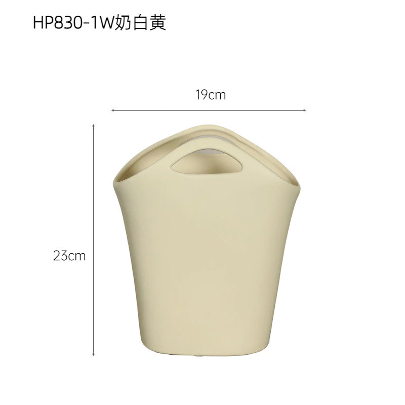 Ins 奶油風 創意陶瓷 花瓶擺件 花藝裝飾 韓系裝飾 拍照道具 提籃 台灣出貨