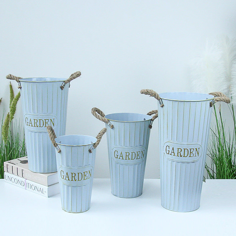 復古做舊鐵藝花桶 鮮花店插花桶 家用花器 台灣出貨