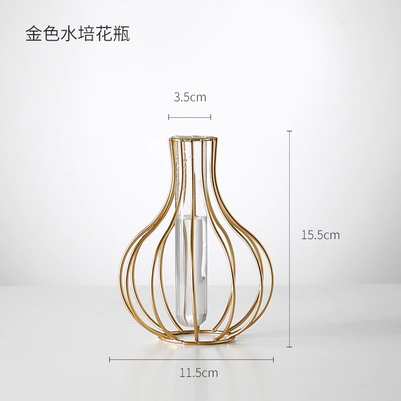 Ins風格簍空鐵藝試管花器 北歐創意簡約客廳插花擺件 桌面水培器皿 裝飾花器 台灣現貨出貨