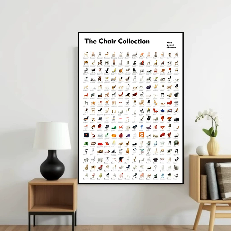 瑞士vitar博物館100椅子現代藝術掛畫包豪斯設計師大幅落地裝飾畫
