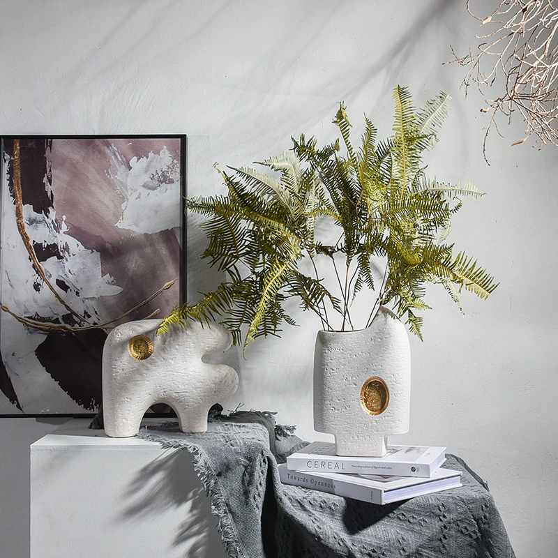 陶瓷花瓶北歐現代簡約家居飾品擺件樣板房客廳幹花鮮花插花花器