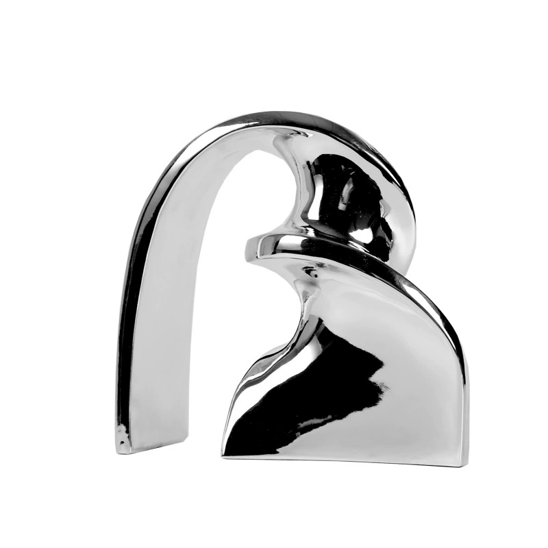 現代輕奢異形抽象扭曲銀色飄帶渦旋樣板書房客廳臥室玄關桌面擺件