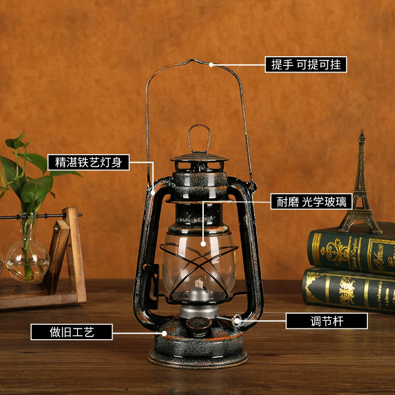 28cm復古煤油燈老式油燈戶外露營帳篷燈宗教慶典祭祀活動道具馬燈