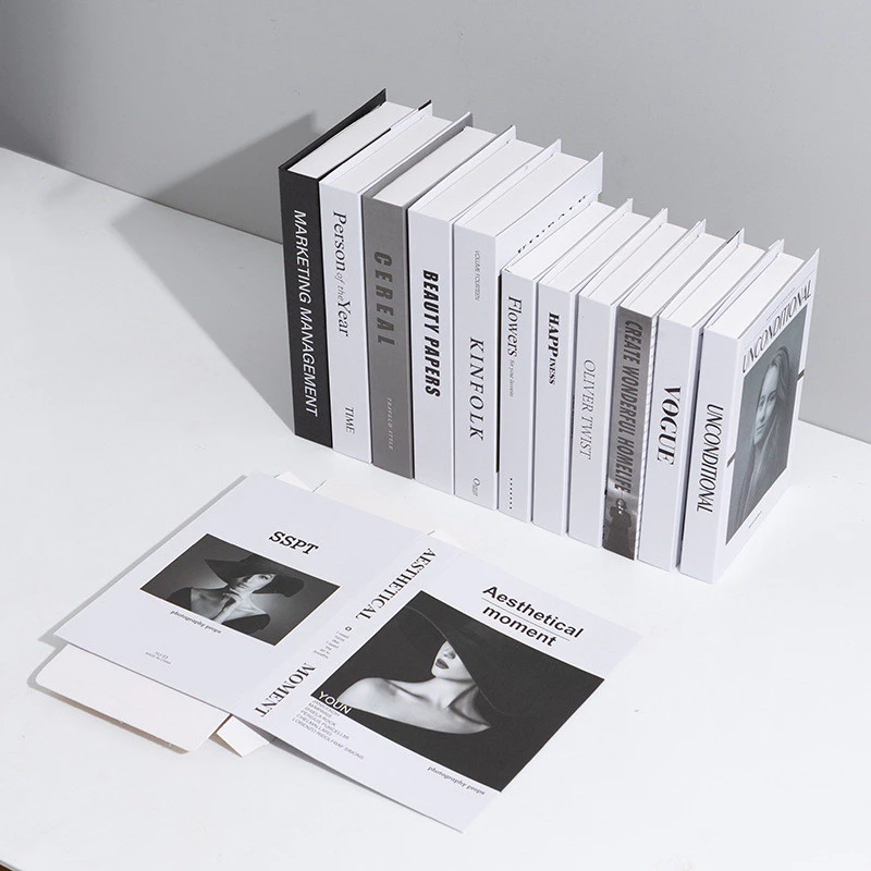 英文折疊裝飾書現代簡約道具書拍攝布置擺飾假書北歐仿真書 台灣出貨