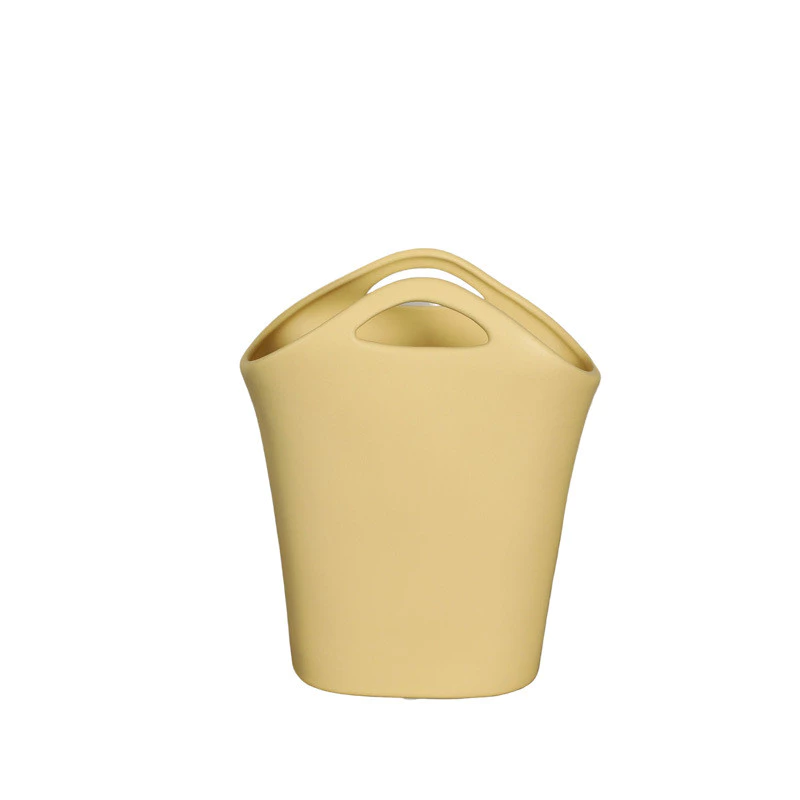 Ins 奶油風 創意陶瓷 花瓶擺件 花藝裝飾 韓系裝飾 拍照道具 提籃 台灣出貨